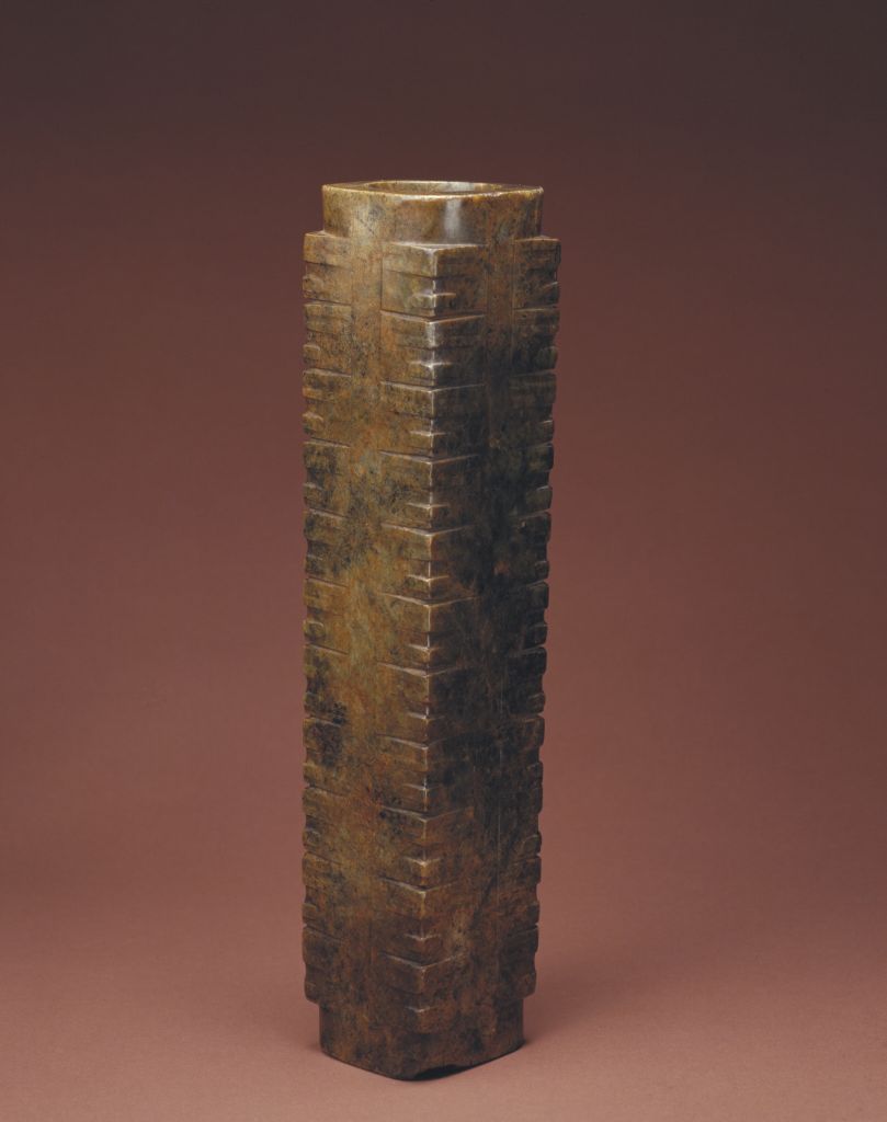 图片[1]-Eleven sections of jade cong with god and man patterns-China Archive